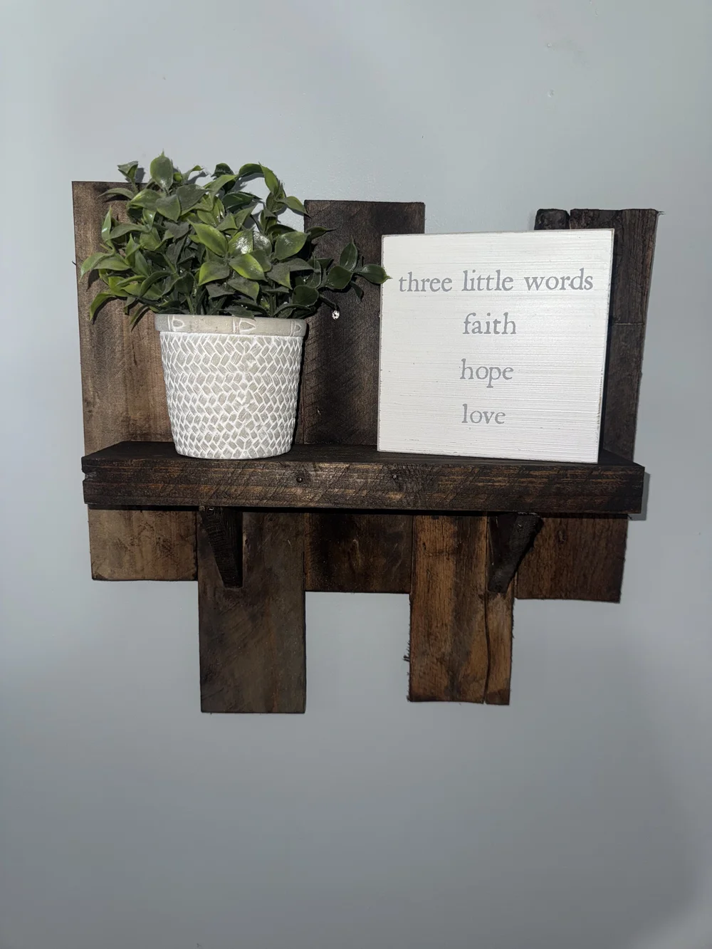 Reclaimed Wood Wall Shelf in Dark Brown - Home Wall Decor